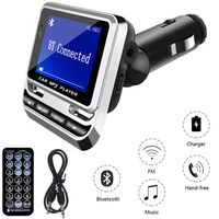 Paddsun Upgraded FM Transmitter, Bluetooth Wireless Radio Adapter Audio Receiver Stereo Music Tuner Modulator Car Kit with USB Charger, Remote Control,Supports Hands-Free Calling, AUX, TF Card Silver