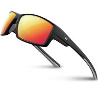 RIVBOS Polarized Sports Sunglasses Driving Glasses Shades for Men Women TR90 Unbreakable Frame for Cycling Baseball RB831 (RBS861-Black Ice Red Lens)