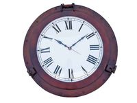 Hampton Nautical  Decorative Ship Porthole Marine Clock, 24", Antique Copper