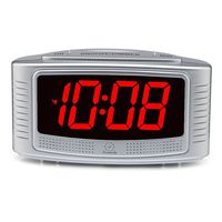 DreamSky Digital Alarm Clock with Snooze, 1.2 Inch Clear Led Digit Display with Dimmer, Simple Operate, Plug in Clock for Bedroom. (Silver + Red)