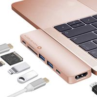 NOV8Tech 7-in-2 Aluminum USB-C Hub for MacBook Pro 2019-16 and MacBook Air 2019-18, 4K HDMI, 2xUSB 3.0, USB 3.1 C 5GBps, Thunderbolt 3 100W PD Charger and 40GBps Data, SD/Micro SD Card Reader 7-in-1