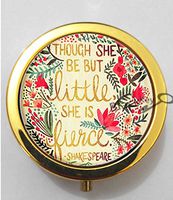 BlackKey and Though She Be But Little She is Fierce 3-Compartment Decorative Pocket Gift Box Case Organizer for Pill, Color 2-80