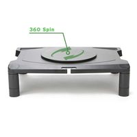Mind Reader MONSWIV-BLK Rotative Wide Adjustable Risers, Extra Storage, Stand, Desk Organizer, Spinning Monitor, Black, 4 Leg Rotate