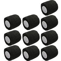 ESUPPORT 2 Inches X 5 Yards Self Adherent Cohesive Wrap Bandages Strong Elastic First Aid Tape for Wrist Ankle Black Pack of 10