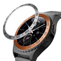 MoKo 2PCS Bezel Ring Compatible with Samsung Gear S2/Galaxy Watch 42mm/Gear Sport, Smart Watch Bezel Adhesive Cover Anti Scratch Stainless Steel Protector - Silver & Gold