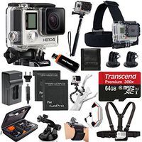 GoPro HERO4 Black Edition Camera HD Camcorder + 64GB SDHC MicroSD Memory Card Complete Deluxe Accessory Bundle