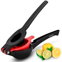 Zulay Premium Quality Metal Lemon Lime Squeezer - Manual Citrus Press Juicer, Midnight Black and Red