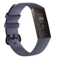 MyFitBands Strap for Fitbit Charge 3 Replacement Sports Band Metal Clasp Grey Large
