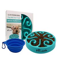 Slow Feeder Dog Bowl Bloat Stop Dog Food Bowl Maze Interactive Puzzle Non Skid Feeder, Come with Free Travel Bowl (Light Blue, for Medium Dog and Puppy)