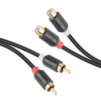 J&D 2RCA to 2RCA Cable, RCA Cable Gold-Plated [Audiowave Series] 2 RCA Male to 2 RCA Female Stereo Audio Cable - 6 Feet