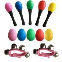 Musical Toys Mini Band Musical Instruments Rhythm Toys Value Pack[Set of 2 Maracas+ 5 Egg Shakers +5 wrist bells]