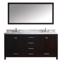 Virtu USA GD-50072-WMSQ-ES Caroline Avenue 72" Double Bathroom Vanity with Marble Top and Square Sink and Mirror, Dark Espresso
