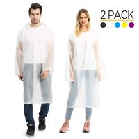 Opret Portable EVA Raincoats for Adults, Reusable Rain Ponchos with Hoods and Sleeves Lightweight Raincoats, 2 Pack, White