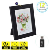 Hidden Spy Camera Photo Frame HD Recorder with Night Vision & Motion Detection Wireless Nanny Cam for Home Office Security（32GB SD Card Included）