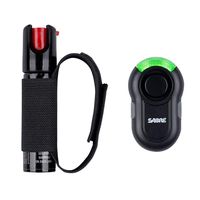 SABRE RED Pepper Gel Spray for Runners - Gel is Safer - Maximum Police Strength OC Spray, Adjustable Hand Strap for Quick Access while Running - Optional Clip-on 120dB Personal Alarm w/LED Light, Black Pepper Gel w/ Personal Alarm