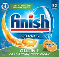 Finish All In 1 Gelpacs, Orange 32 Tabs, Dishwasher Detergent Tablets (Pack of 24)
