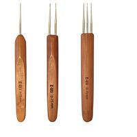 3 pcs Dreadlocks Crochet Hooks Tool Set for Hair Locks 0.75 mm Crochet Needle Steel with Bamboo Handle Good for Braid Craft (1 Hook, 2 Hooks, 3 Hooks)