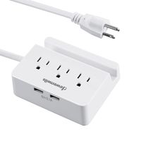DEWENWILS Power Strip with 2 USB 3 Outlet, Power for Cruise Outlet Desktop Power Strip 6ft Extension Cord with USD Dorm Room Multi Plug Extender, Phone and Tablet Holder, ETL Listed, White