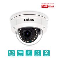 lookcctv 5MP Security Dome IP Camera Weatherproof Vandal-Proof, H.265 Super HD 2592 x 1920P Network CCTV POE Camera with 2.8-12mm Varifocal Lens Night Vision, Motion Alert, Support ONVIF