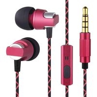 Kingyou Headphones Ear Buds in-Ear Noise Isolating Earphones with Microphones Heavy Deep Bass for iPhone iPod iPad MP3 Players Samsung Galaxy Laptop Red ¡­