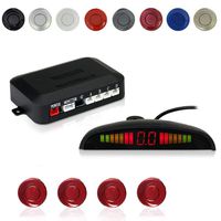 EKYLIN Car Auto Vehicle Reverse Backup Radar System with 4 Parking Sensors Distance Detection + LED Distance Display + Sound Warning (Fiat Red Color)