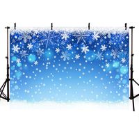 MEHOFOTO 8x6ft Blue Photo Studio Background Winter Christmas Snowflake Bokeh Birthday Baby Shower Holiday Party Banner Photography Backdrops Props