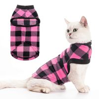 EXPAWLORER Classic Plaid Dog Hoodie Cat Sweatshirt Warm Fleece Soft Vest for Cats, Puppies, Small Animals Pink Small