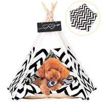 Arkmiido Pet Tent for Dogs Puppy Cat Bed White Canvas Dog Cute House Pet Teepee with Cushion 24inch Indoor Outdoor (White)