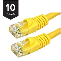 Buhbo 1.5Ft Cat5E UTP Ethernet Network Booted Cable (10-Pack), Yellow