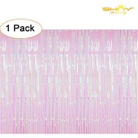 ShiDianYi Tinsel Foil Fringe Curtain-3FTX8FT-Transparent White Metallic Door Window Backdrops/Curtain Party Decoration (Transparent White)