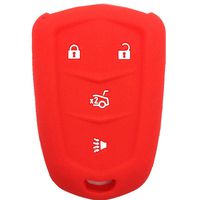 Ezzy Auto Red Silicone Rubber Key Fob Case Key Cover Key Jacket Skin Protector fit for 2014-2016 Cadillac ATS CTS XTS