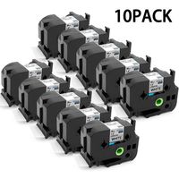 10Pack Compatible P-Touch Label Tape TZe-261 Black on White 36mm Standard Laminated TZe TZ Tape 1.4Inch x 26.2 ft (36mm X 8M)