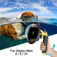 For GoPro Dome Hero Black 4 3 3+, Dome Port Lens with Transparent Cover,Floating Handle Grip And Pistol Trigger Attached Underwater Photography Waterproof 30M Action Camera GoPro Accessories Housing