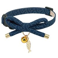PetSoKoo Bowtie Cat Collar with Bell. Stylish Bowknot with Fish Bone Pendant. Safety Breakaway, Light Weight, Soft, Durable. (Medium (8-12 Inches,20cm-31cm), Navy Blue)