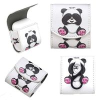 ICI-Rencontrer Super Creative Cartoon Animal Panda Airpods Case Girls Women Portable Wallet Airpods Accessories PU Leather Protective Bluetooth Wireless Earphone Charging Case Keychain