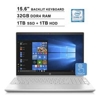 HP 2019 Pavilion 15.6 Inch FHD Touchscreen Laptop (Intel Quad Core i7-8550U up to 4.0 GHz, 32GB DDR4 RAM, 1TB SSD + 1TB FHDD, Intel UHD Graphics 620, Backlit KB, WiFi, Bluetooth, Windows 10) (Gold)