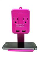 Xtreme Cables 2 Outlet Wall Tap with Dual Port USB and Shelf Power Strip, Pink (XWS8-0103-PNK)