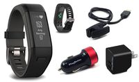 Garmin vivosmart HR+ (Black) GPS Fitness Band Bundle with PlayBetter USB Wall & Car Charging Adapters | Activity Tracker with On-Wrist Heart Rate