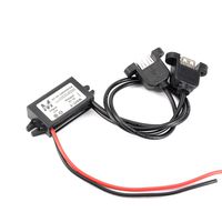 uxcell Power Converter Regulator DC 12V to DC 5V 3A 15W Step Down Waterproof Voltage Convert Transformer 2 USB Connector Cable Car Charger