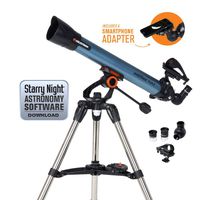 Celestron Inspire 70AZ Refractor Smartphone Adapter Built-in Refracting Telescope, Blue (22401)