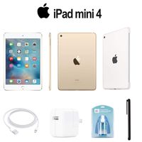 Apple 128GB iPad Mini 4 (Wi-Fi Only, Gold) (MK9Q2LL/A) with Silicone Case -White + Accessories