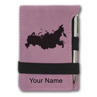 Mini Notepad, Country Silhouette Russia, Personalized Engraving Included (Pink)