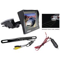 PYLE PLCM4700 4.7'' Window Suction-Mount TFT LCD Monitor with Die-Cast License-Plate-Mount Rearview Backup Color Camera & Distance Scale Line