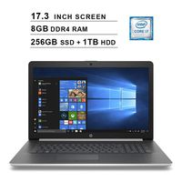 2019 Newest HP Pavilion 17.3 Inch HD Laptop (Intel 4-Core i7-8550U up to 4GHz, 8GB DDR4 RAM, 256GB SSD (Boot) + 1TB HDD, Intel UHD Graphics 620, DVD, WiFi, Bluetooth, HDMI, Windows 10) (Renewed)
