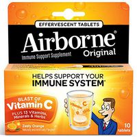 Airborne Zesty Orange Effervescent Tablets, 10 count - 1000mg of Vitamin C - Immune Support Supplement (Pack of 3)