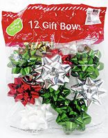Holiday Time Bows,Assorted,Peel & Stick (12, Red/Green/Silver/White)