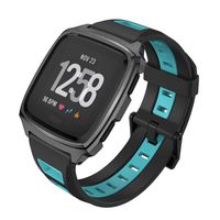 MIJOBS Sport Bands Compatible Fitbit Versa/Lite/SE, Silicone Breathable Strap Replacement Wristbands Water Resistant Fitness Straps Accessories for Women Men (GT, Black and Blue)