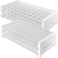 Plastic Test Tube Rack Set, 2 Sizes to fit Both 12/13mm and 15/18mm Test Tubes, 50 Hole, Clear, Karter Scientific 208U5 (Pack of 2)
