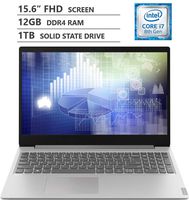 Lenovo Ideapad 15.6" Full HD LED-Backlit Screen Laptop, Intel Core i7-8565U Quad-Core Processor up to 4.60 GHz, 12GB RAM, 1TB Solid State Drive, HDMI, Wireless-AC, Bluetooth, Windows 10 Home, Grey