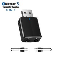 Upgraded USB Bluetooth Transmitter Receiver 3 in 1, iSbeller Bluetooth 5.0 EDR Adapter Dongle for TV PC Headphones Home Stereo Car, Wireless Audio Adapter with 3.5mm AUX, USB Power Supply/Plug & Play